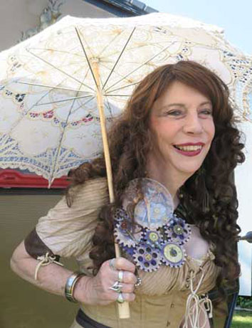 Martine with clock and umbrella Martine with clock and umbrella