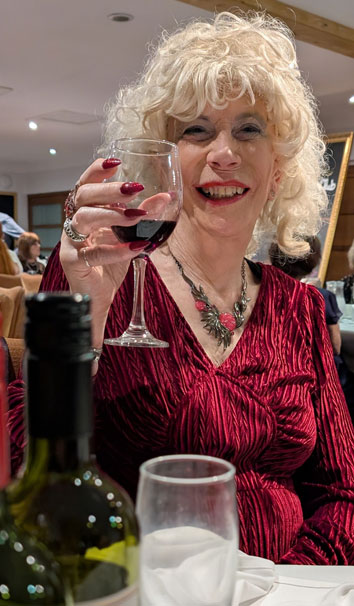 Having a drink at the Pudding Club evening